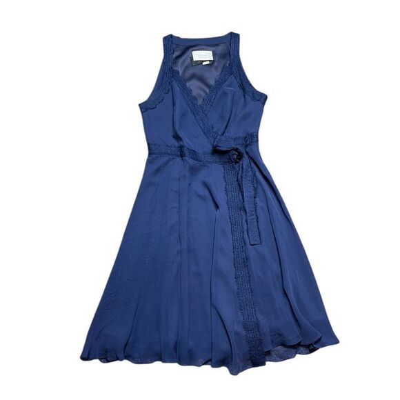 ANTHROPOLOGIE VA ET VIEN Silk Wrap Dress Blue Size 4 - Picture 2 of 13